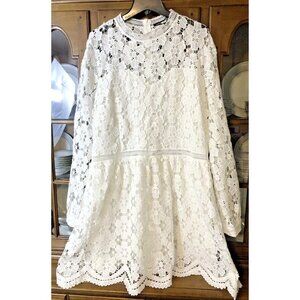 Boohoo Floral Lace Long Sleeve Dress Sz 18 Romantic Feminine Cottagecore Wedding